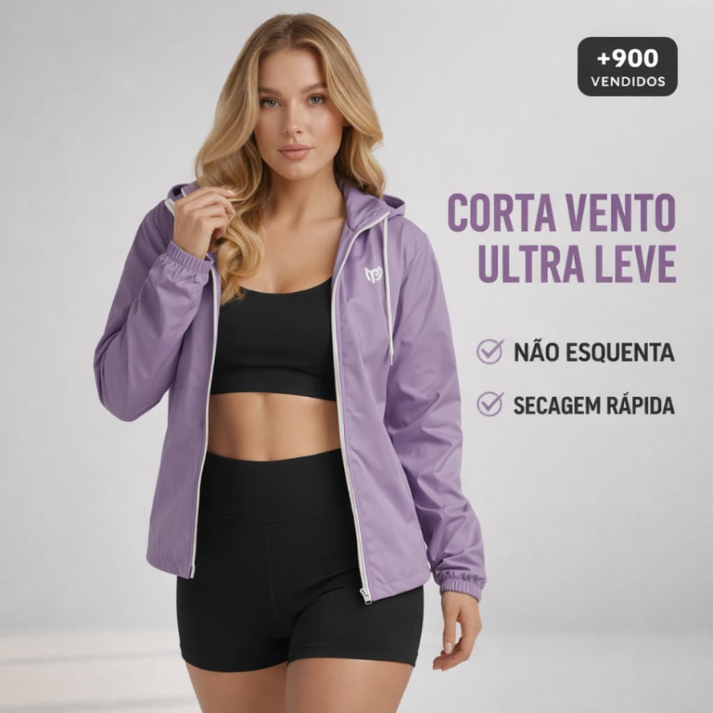 Jaqueta Feminina Corta Vento Fitness Ultra Leve Blusa Com Capuz Academia Caminhada Corrida