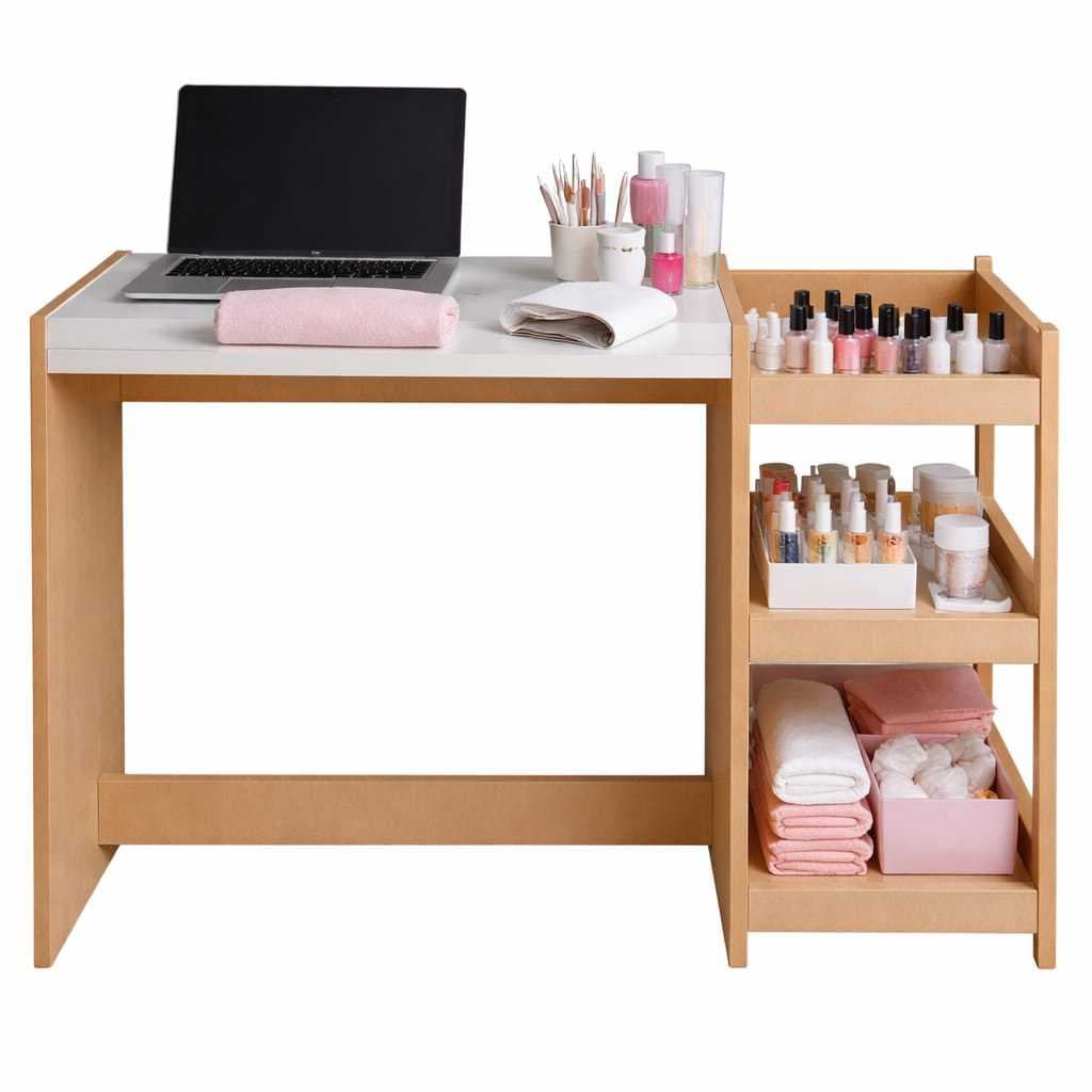 Mesinha de manicure Quarto Sala Decoração multiUso três bandejas 60cm