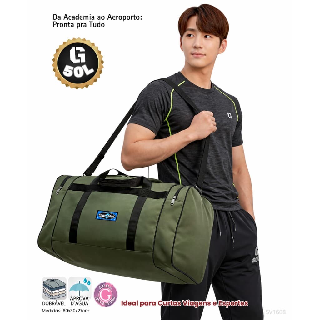 50L - Bolsa Mala de Mão Academia GabySport 50L Resistente Impermeável Fitness Treino Viagem