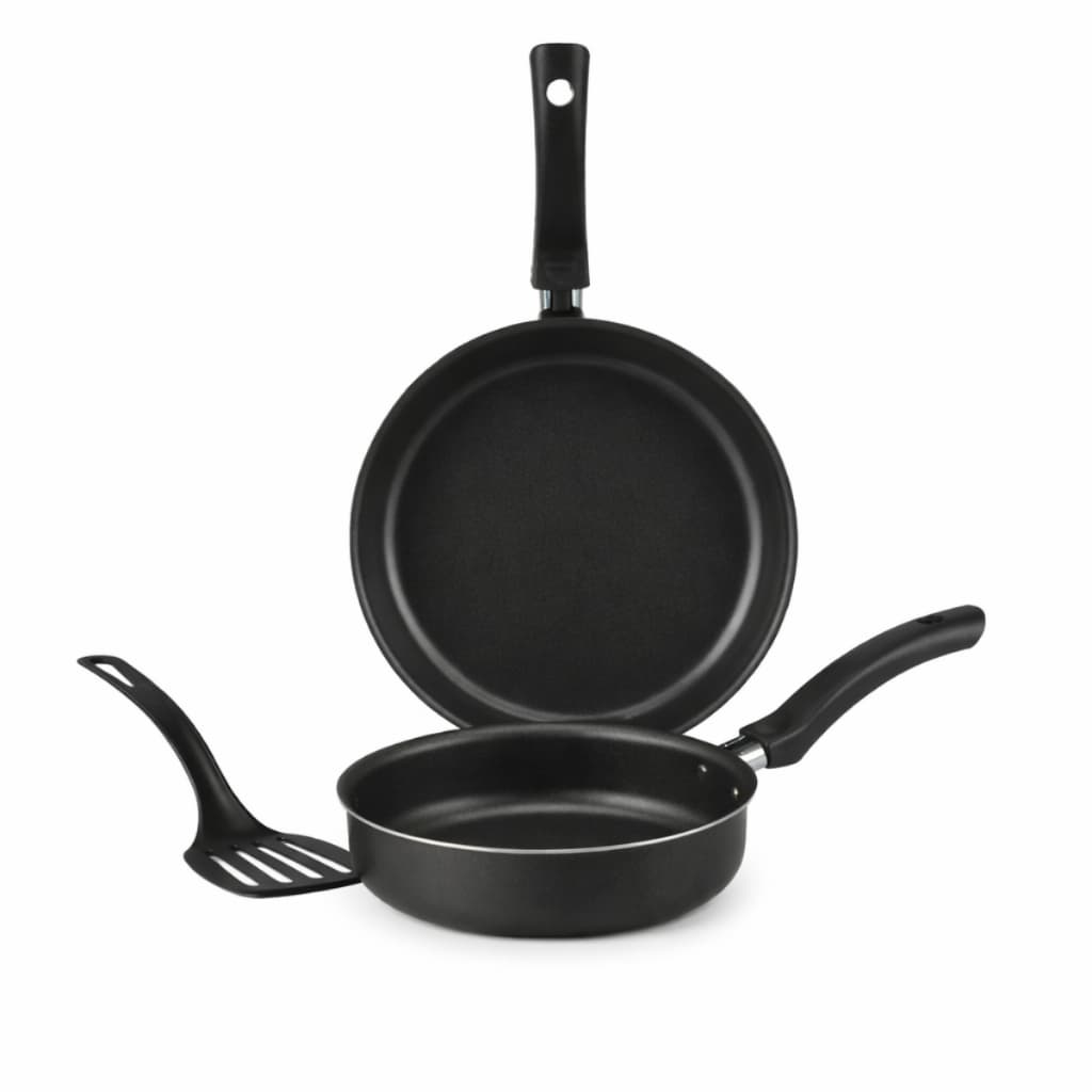 Jogo Frigideira E Espátula 3 Peças 18 E 20Cm Preto Nacional