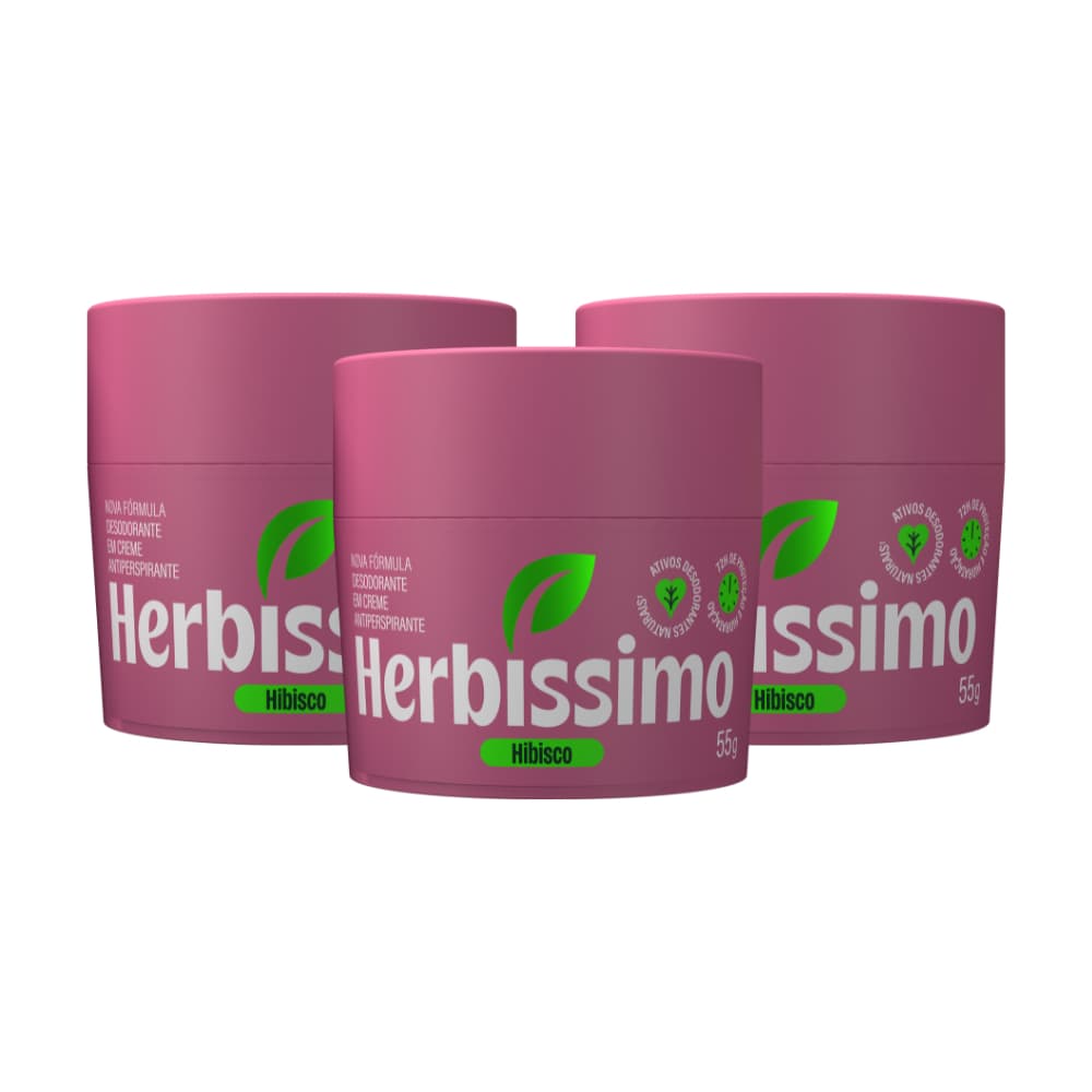 Kit Desodorante Em Creme Antitranspirante Herbíssimo Hibisco 55G (3 unidades)