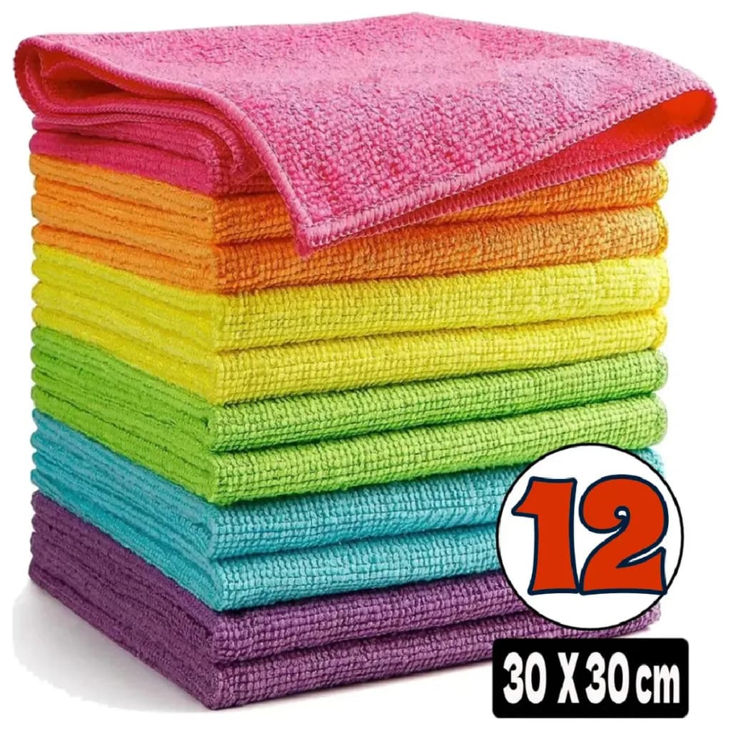 12 Panos de Microfibra Flanela Limpeza Vidro Pia Pano Multiuso Tipo Alta Absorção