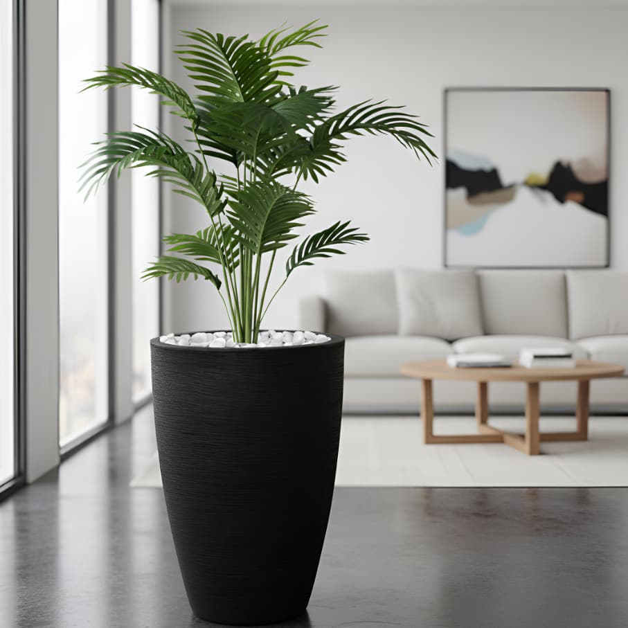 Vaso Grande para Plantas em Polietileno Decorativo Cone Escovado Grafiato Moderno