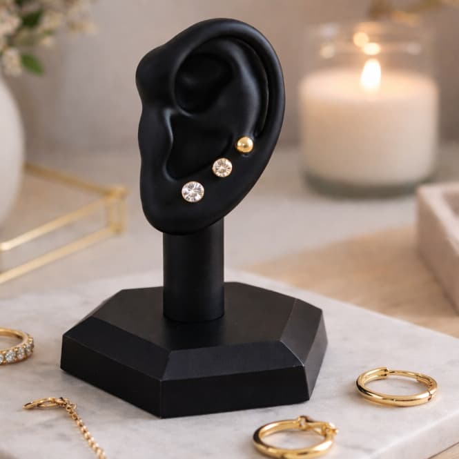 Expositor de Brincos em Formato de Orelha com 3 Furos | Ideal para Joias e Piercings – Noah Joias