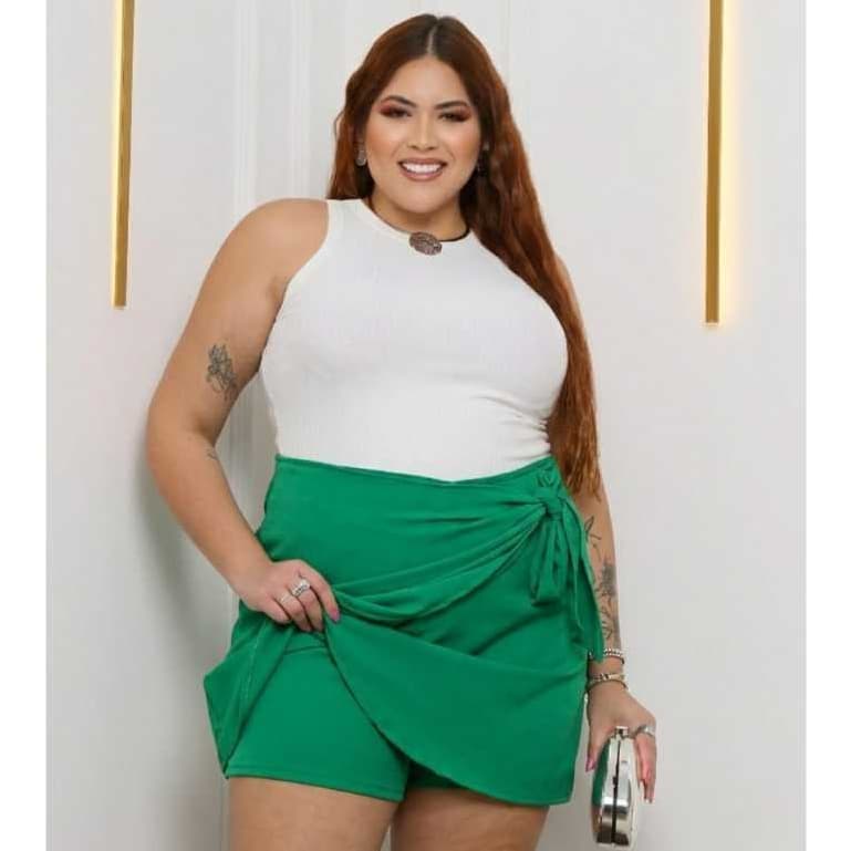 Short Saia Plus Size para o Verão – Estilo Casual Elegante com Amarração Lateral