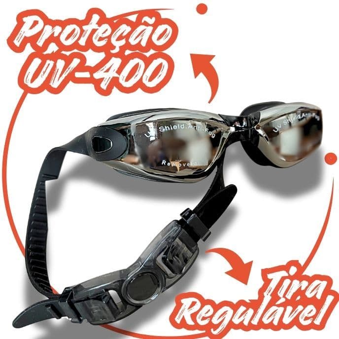 Óculos Natação Premium Adulto Antiembaçante UV UVB Proteção Conforto Profissional Natacao Preto Azul Rosa Platinado