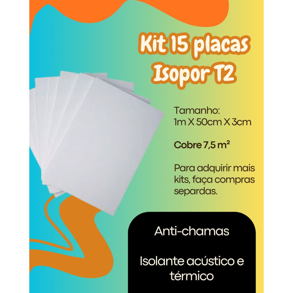 15 Uni Placas de Isopor 3cm Isolamento Calor e Som Anti Chamas