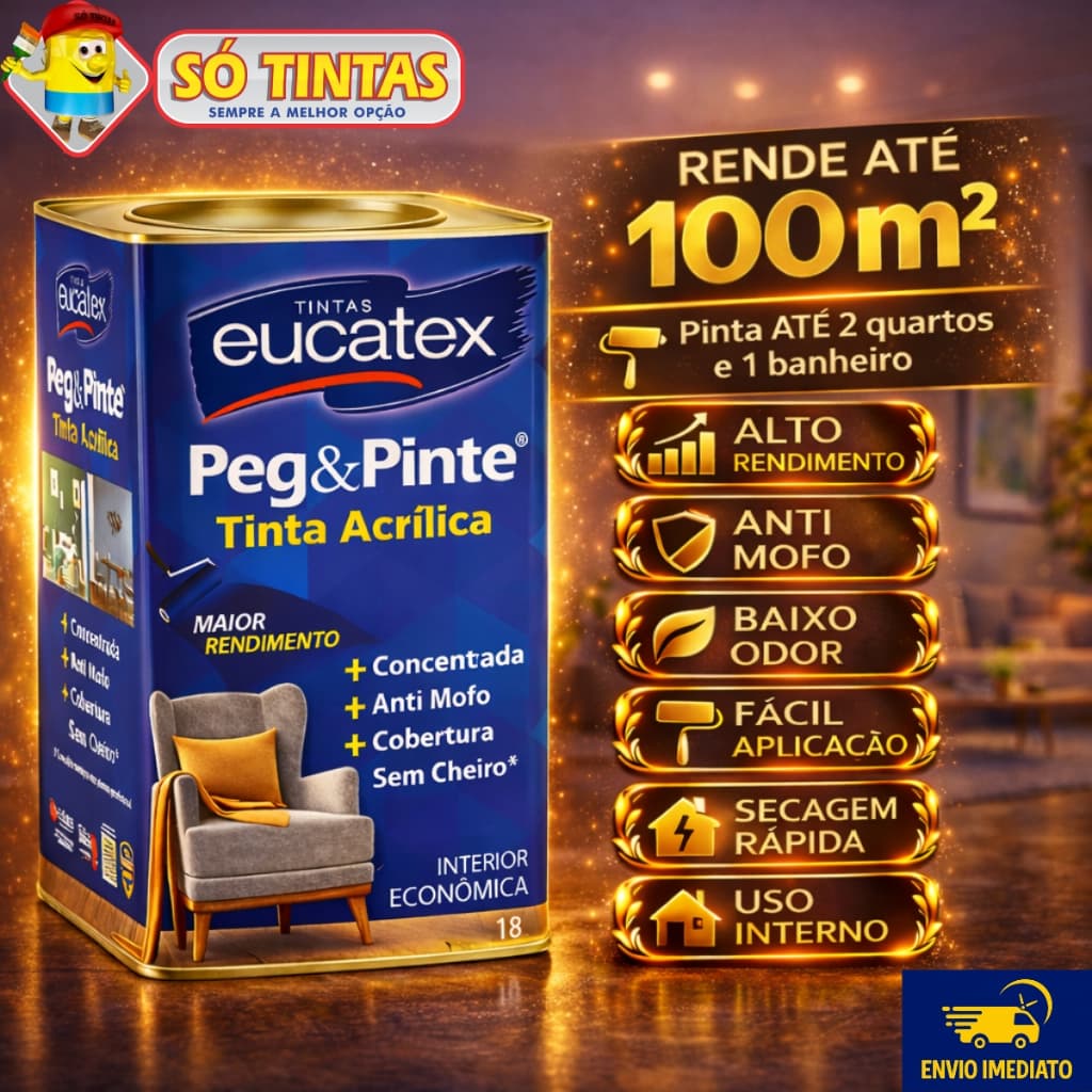 Tinta para parede Interna Econômica Anti Mofo Sem Cheiro Peg e Pinte Acrílica 18 Litros Eucatex