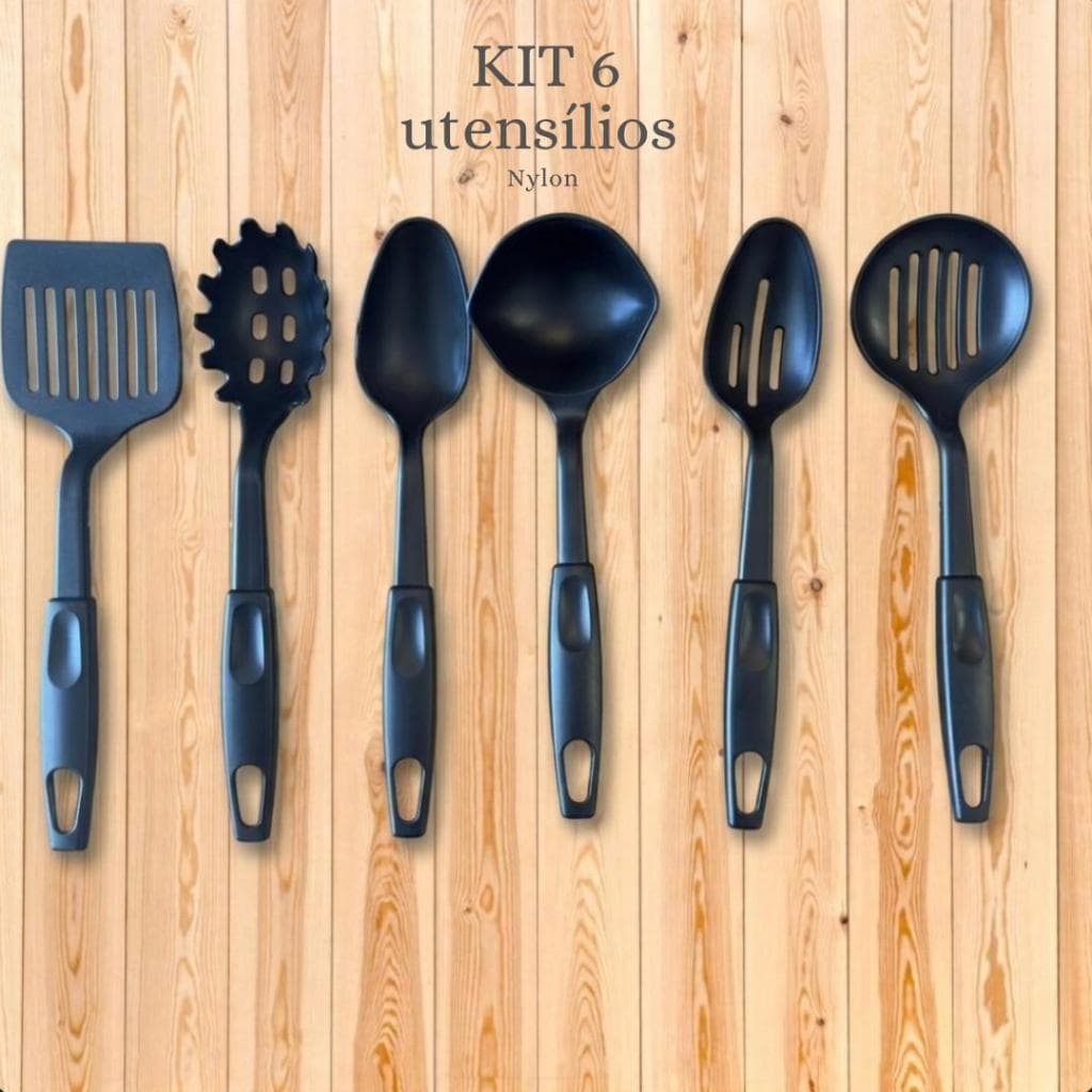 Kit 6 Peças de Utensílios de Cozinha de Nylon - Resistente e Antiaderente