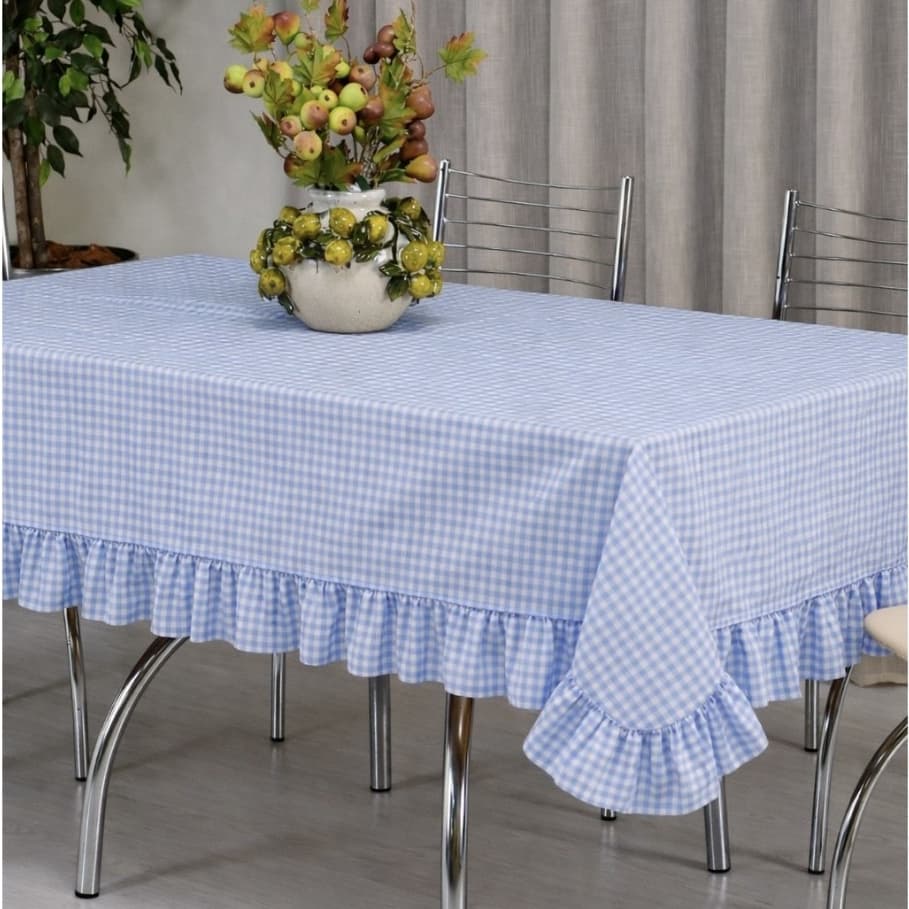 Toalha de Mesa com Babado de Algodão Decorativa