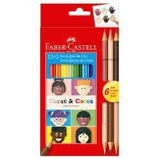 LÁPIS DE COR FABER CASTELL 12 CORES CARAS E CORES