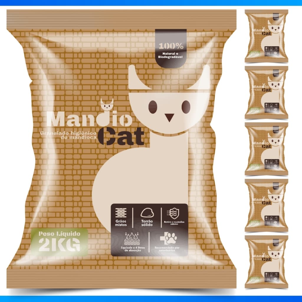 Areia MandioCat Biodegradável *4 à 12* Kg - Mandioca - Grãos Finos - MAIS BARATA Areia de Gato FULL