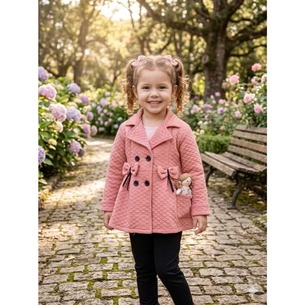 Casaco Sobretudo Feminino Infantil.