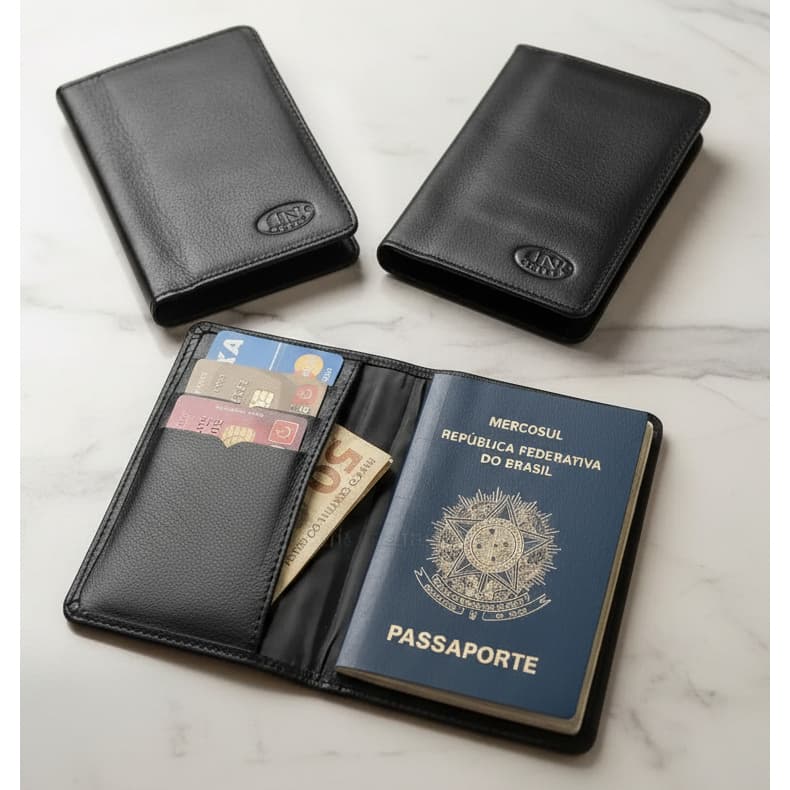 Porta Passaporte Em Couro Legítimo Bovino