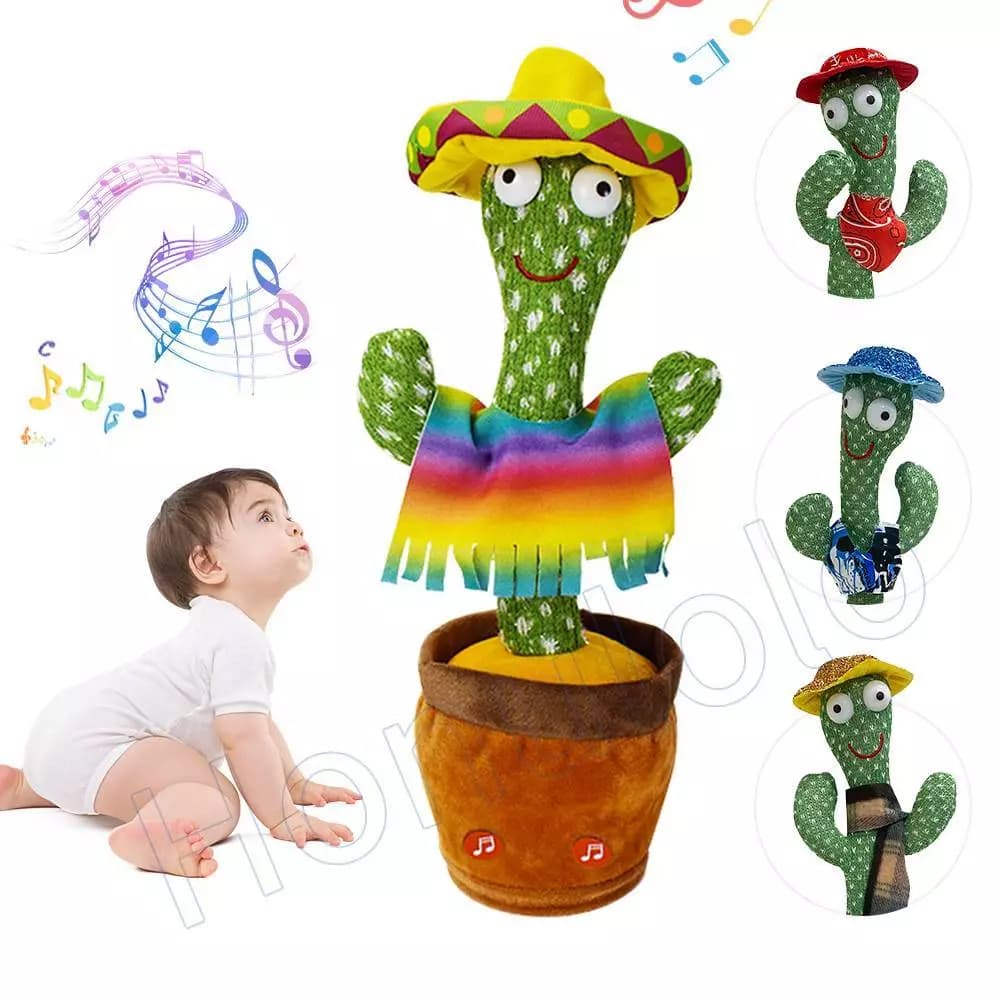 Cacto Dançante Falante Interativo com Som Musicas Repete Música, Dança, Luzes