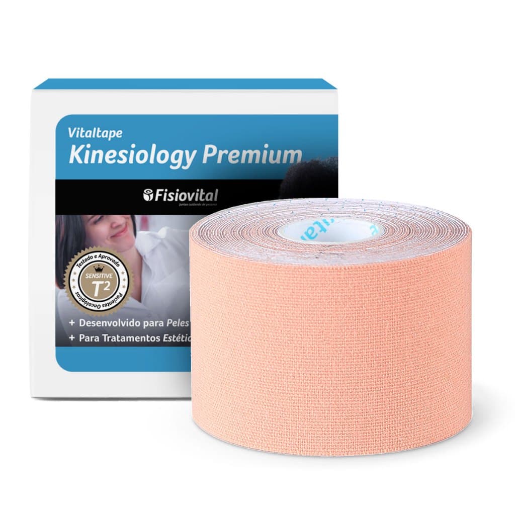 Bandagem Kinesiológica Premium 5cm Fisiovital Fita Kinesio Tape para Pós-Cirúrgico e Peles Sensíveis
