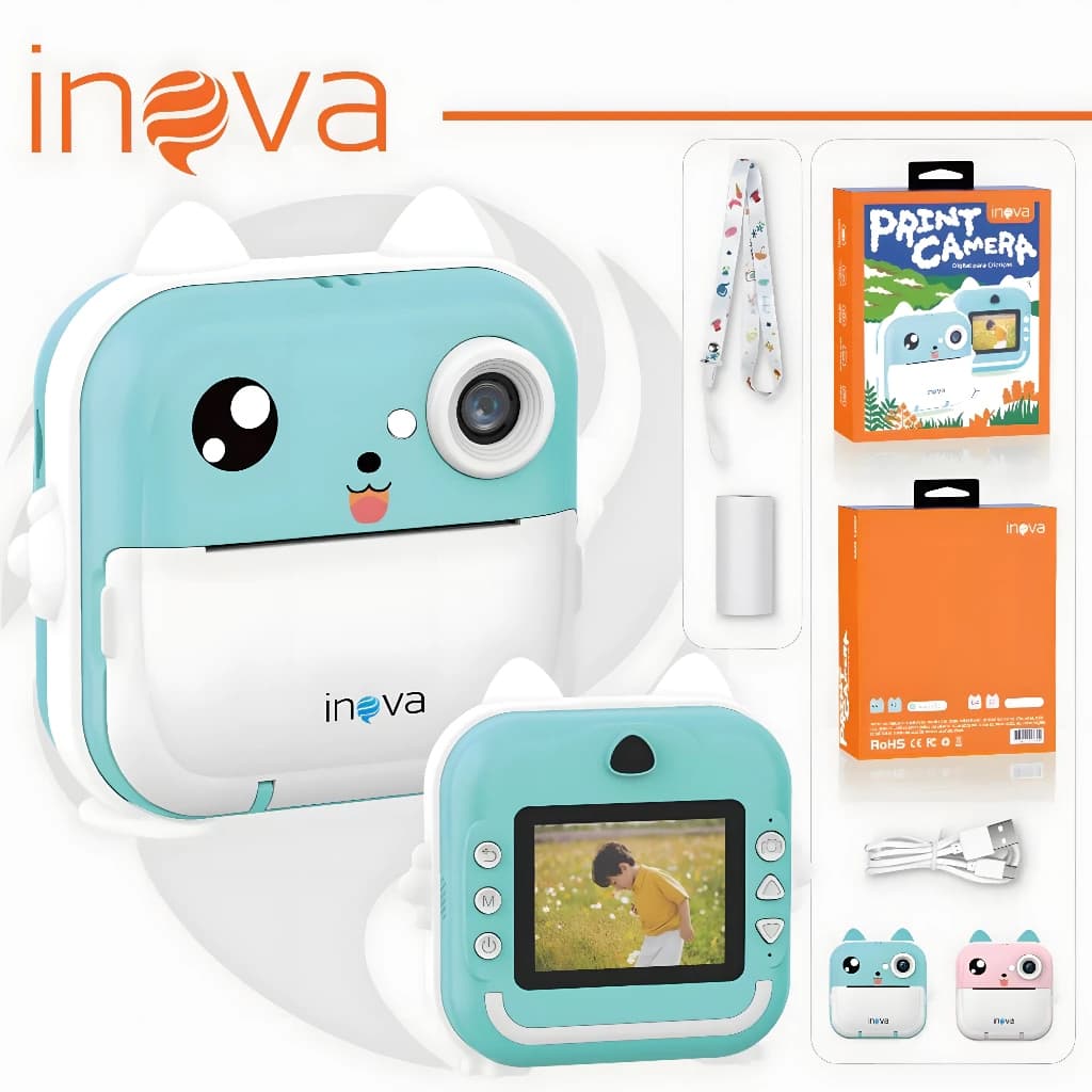 INOVA Câmera De Impressão Instantânea Para Crianças Vídeo Fotografia Digital Fotográfica Toy Mini Impressora Térmica