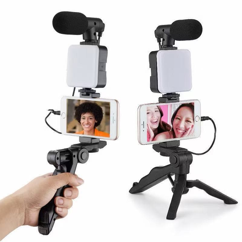 Tripé Estabilizador de Mão kit 5 em 1 gimbal Microfone Celular Gravação De Vídeo.