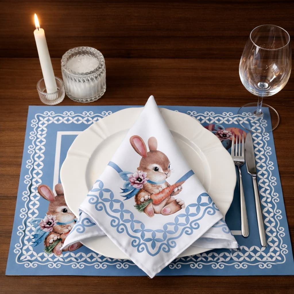 Jogo Americano De Pascóa Mesa Posta Sousplat + Guardanapo Opcional Kit