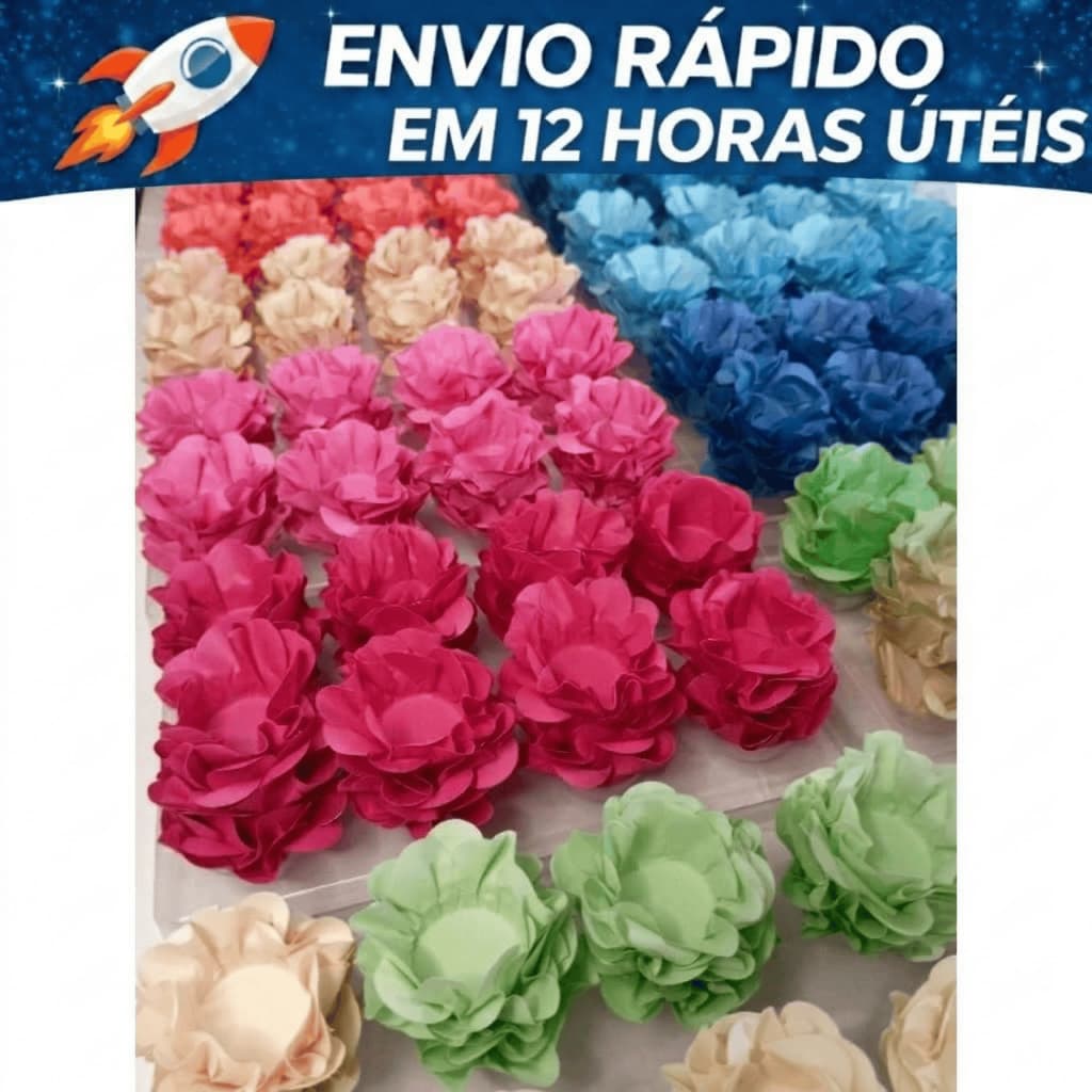 40~120 Forminha para Doces Finos Formato Flor - Casamento/Aniversário/Batizado - Diversas Cores