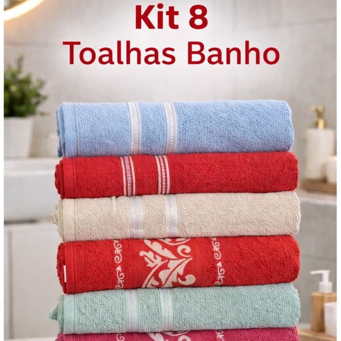 Kit com 8 Unidades Toalha de Banho Madri Alta Absorção, Conforto e Qualidade para Seu Banho
