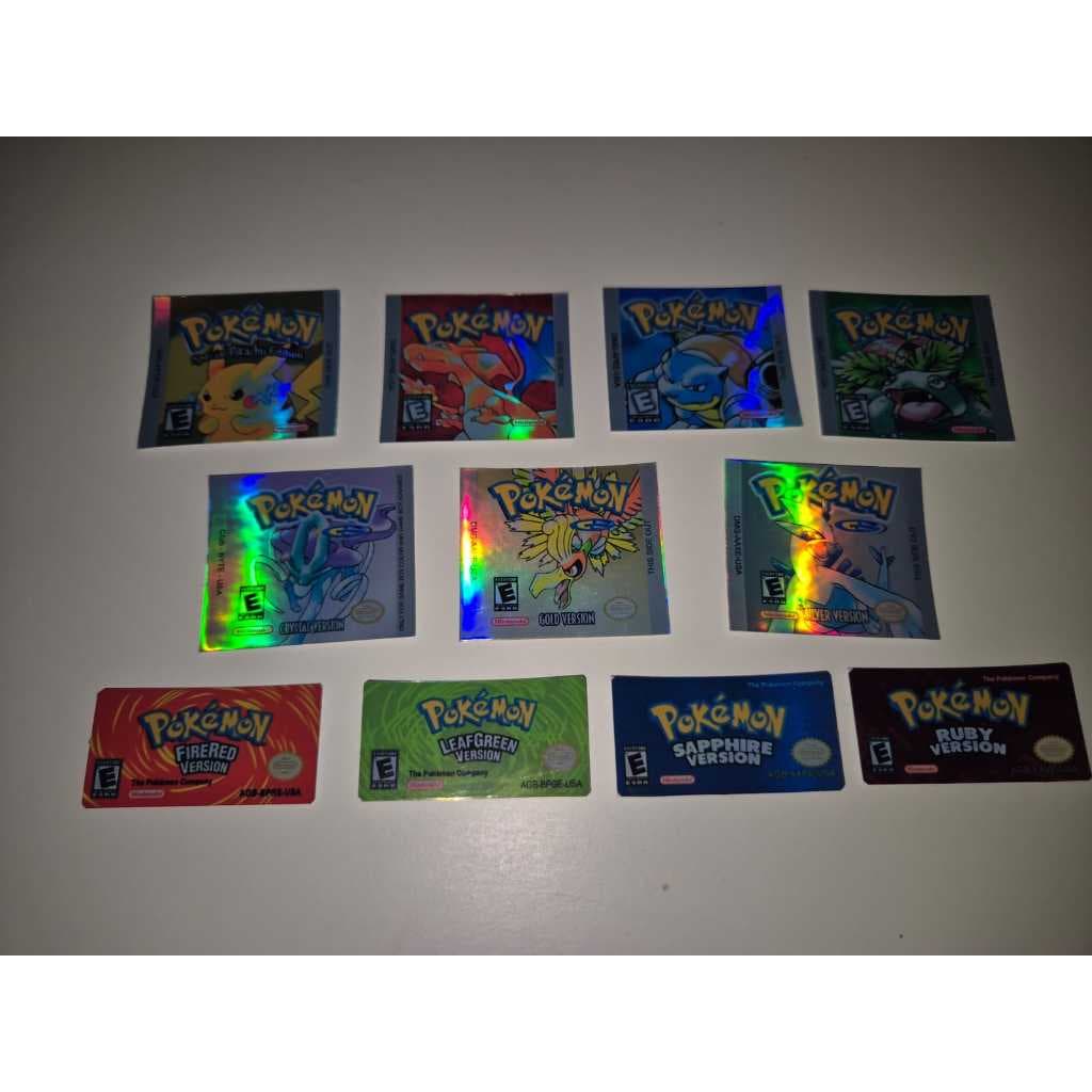 Label Holográfica Metalizada em Vinil para Cartuchos Pokémon gameboy advance classic e color