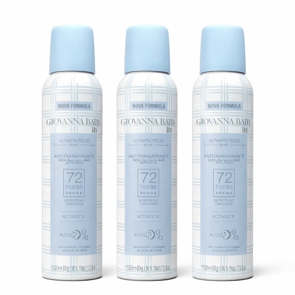 Kit com 03un Desodorante Aerosol Giovanna Baby Blue 150ml