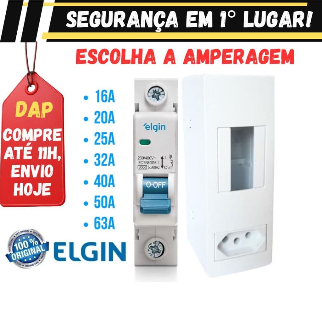 Kit Quadro de disjuntor Completo.Caixa com Disjuntor e Tomada para ar condicionado e outros