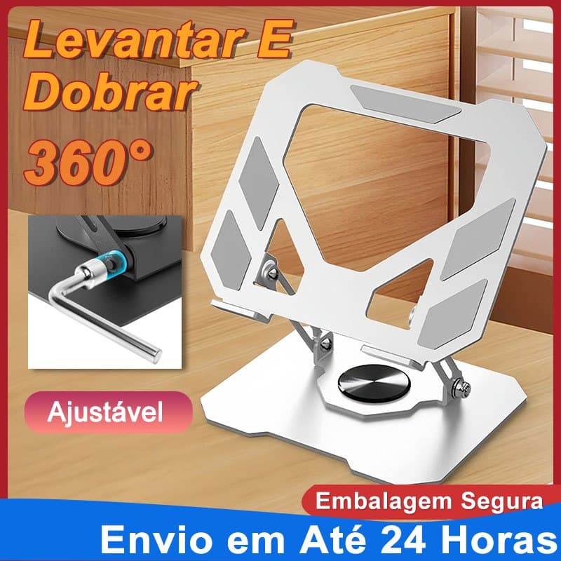 Suporte Notebook Metal 360° Ajustável | Compatível até 17" | Proteção Silicone | Suporta 5kg | N263
