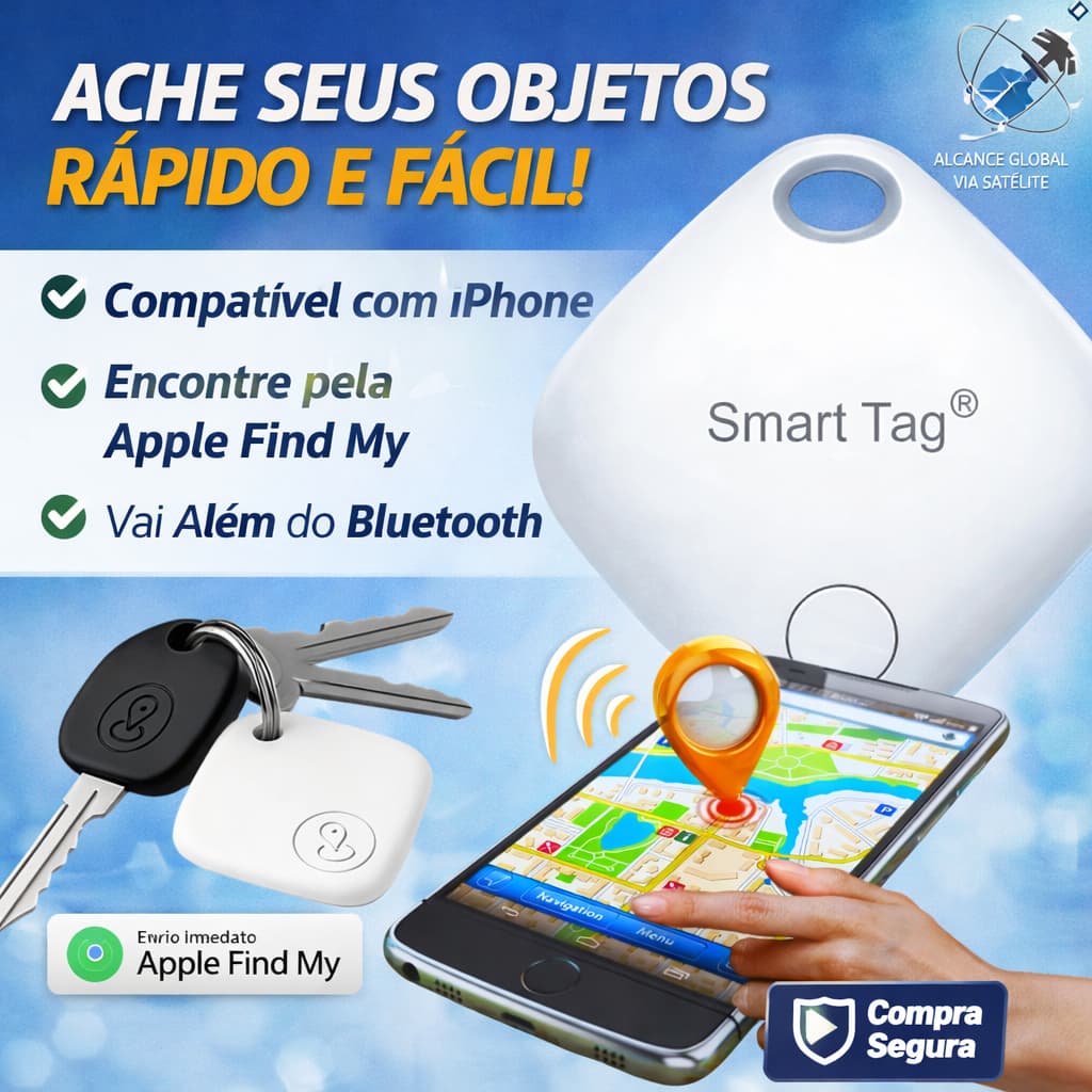 Smart Tag Rastreador Iphone  GPS Localizador Compatível App Find My Gps Mini Branco ou Preto