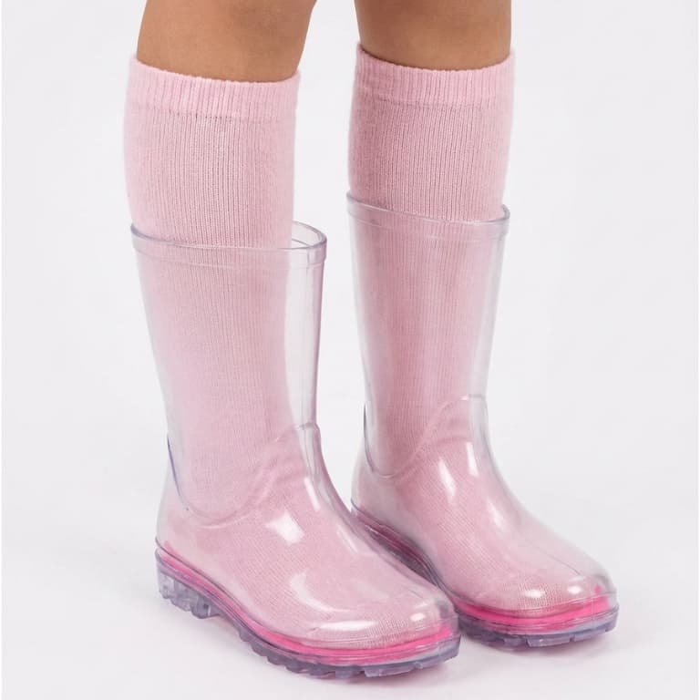 Bota Galocha Cano Alto Infantil Menina | Galocha Feminina Antiderrapante Galocha Transparente Galocha com glitter Rosa