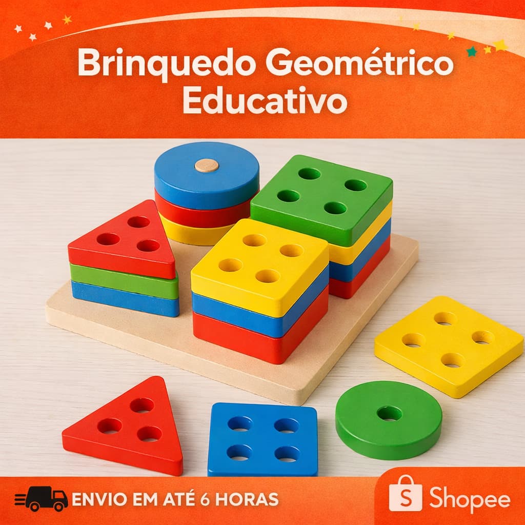 Brinquedo Pedagógico Prancha Seleção MDF Infantil Encaixe Formas Geométricas Educativo