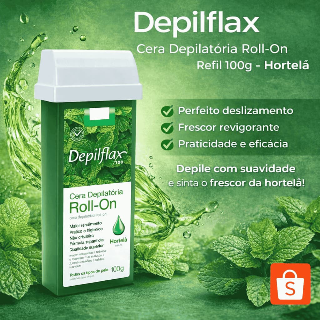 Cera Depilatoria Roll On Depilflax 100g Hortela Refil