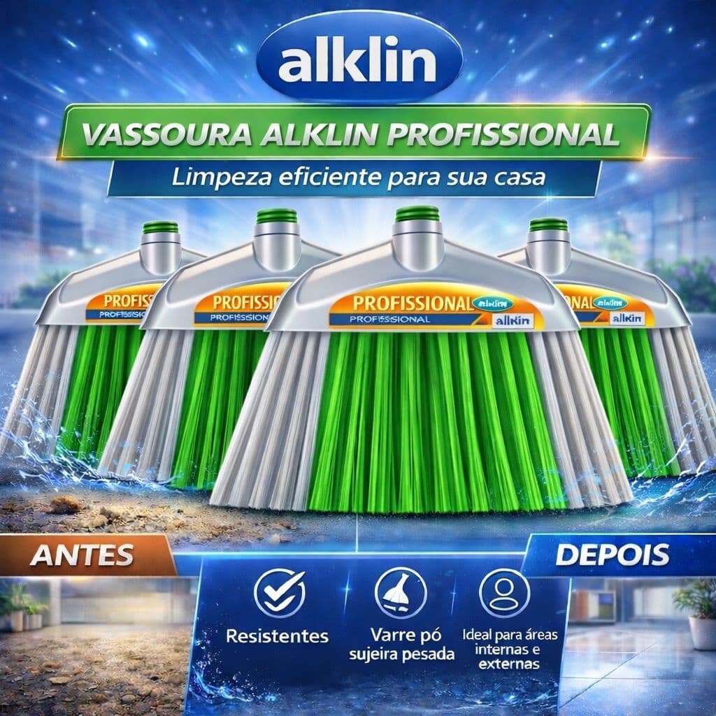 Leve 4 Vassouras Multiuso Alklin Direto Fabricante - Pronta Entrega