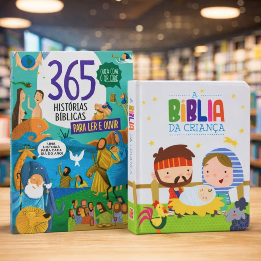 Kit | A Bíblia da Criança + 365 Histórias Bíblicas Para Ler e Ouvir com QR Code