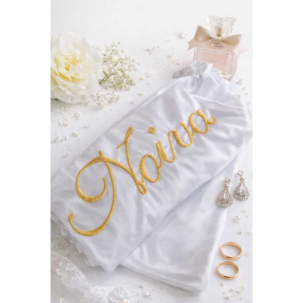 Robe com bordado personalizado, manga 3/4 - cetim sem elastano.