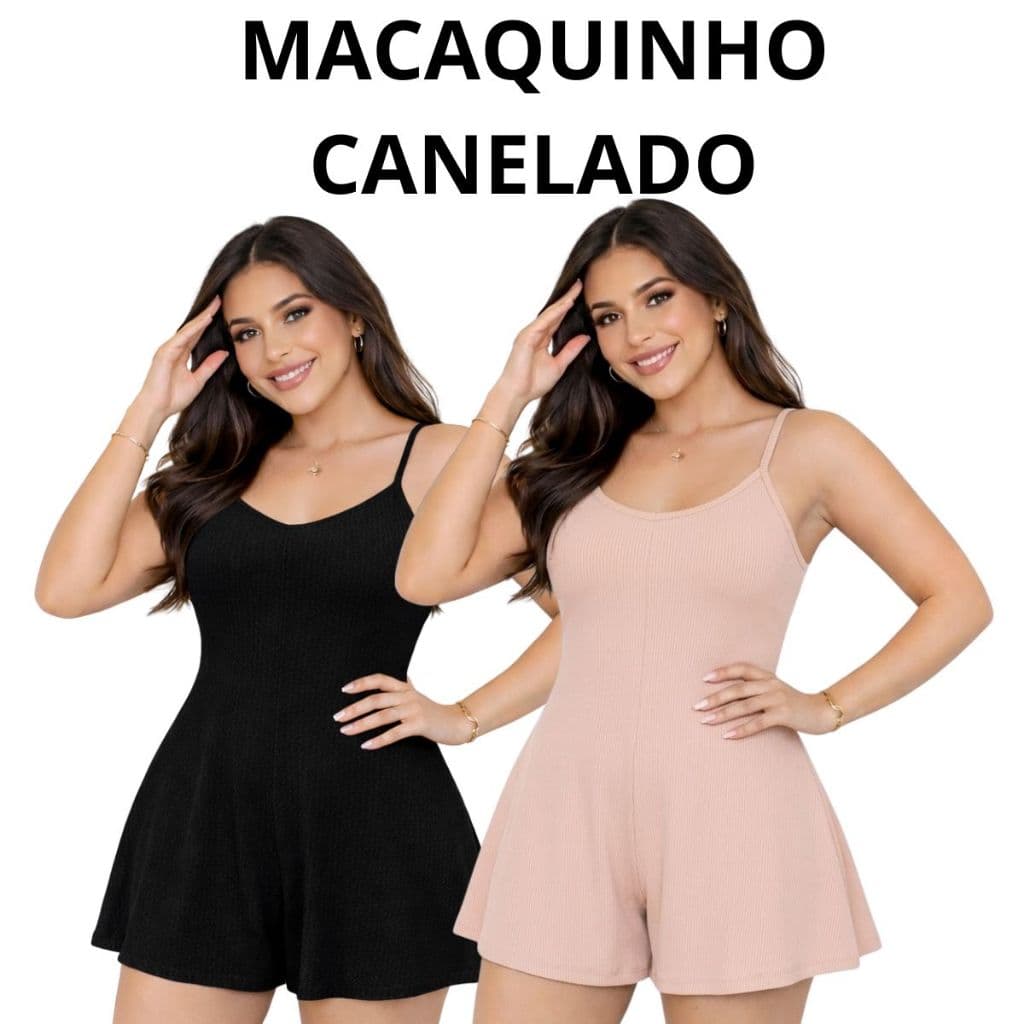 Macaquinho Feminino Canelado Alcinha Confortável  Larguinho Básico