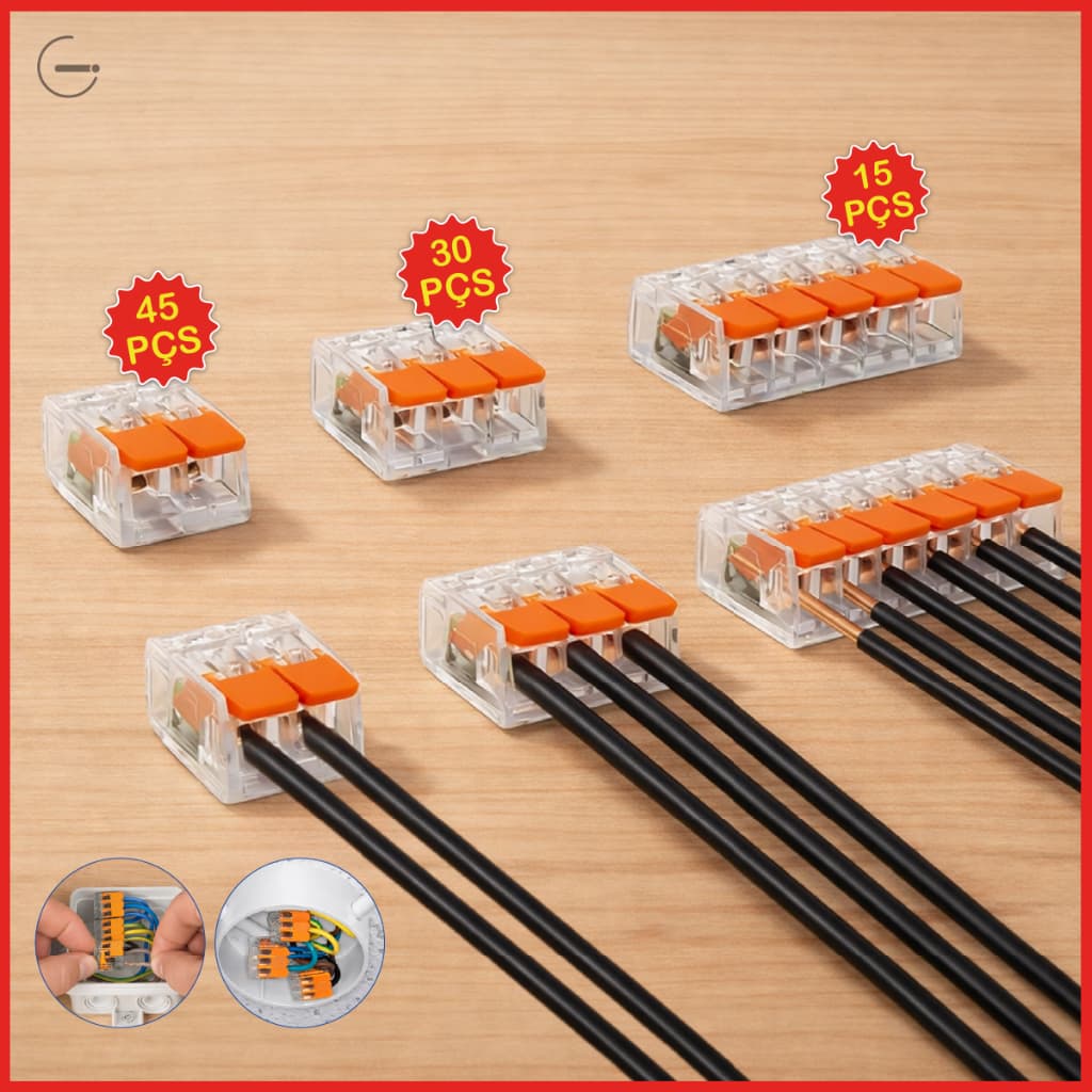 Maleta com Conectadores Linear 2 a 5 Módulos 90 Peças Conexão Rápida de Alta Qualidade