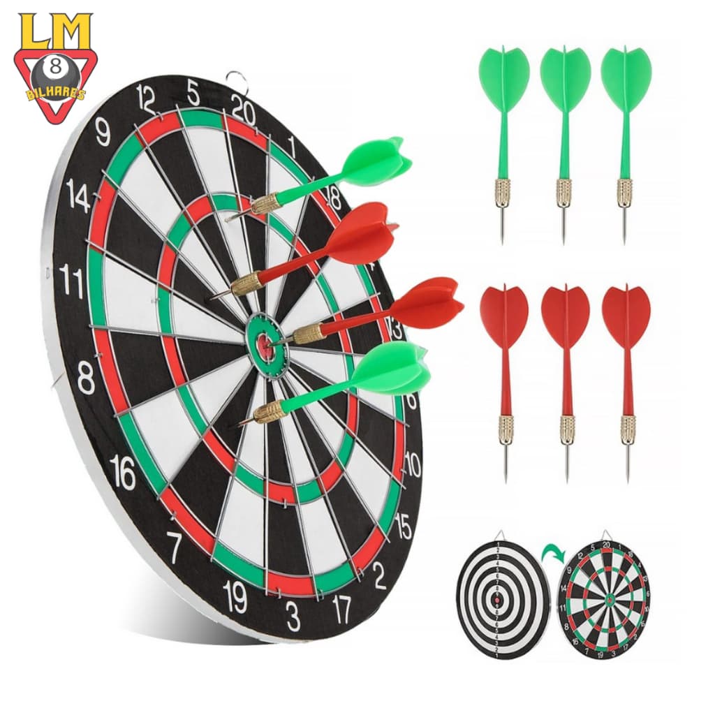Jogo Dardos Tiro ao Alvo 2 em 1 Dupla Face Profissional Completo