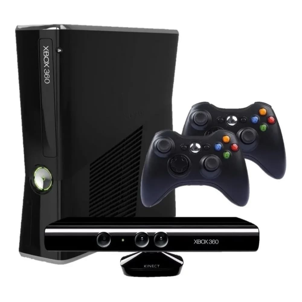 XBOX 360 SLIM/SUPER SLIM + 2 CONTROLES + KINECT