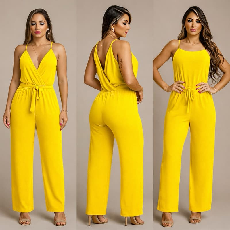 Macacão envio rápido mais vendidos calça pantalona casual 2 versões moda blogueira tendência  lançamento longo  festa