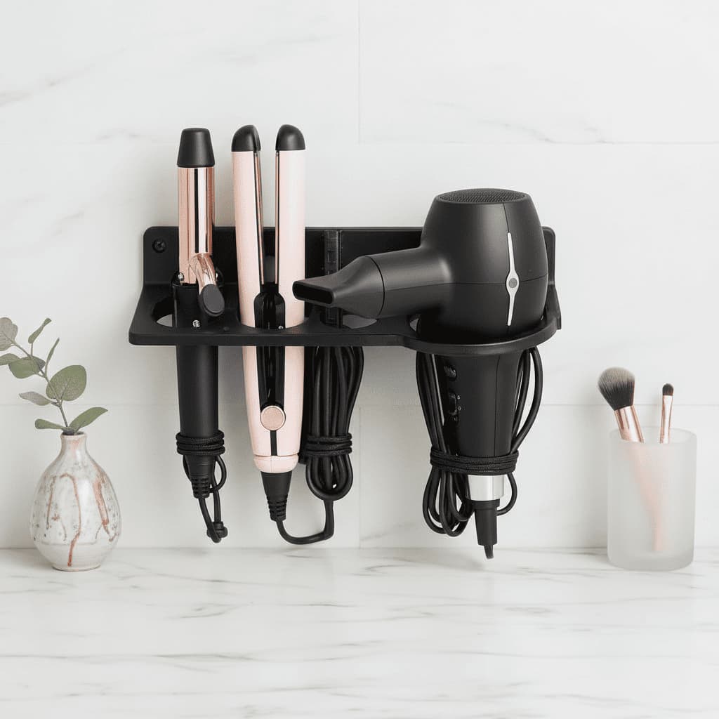 Suporte Multifuncional De Parede Para Secador Chapinha e Babyliss Organizador De Banheiro 3 Em 1 Resistente