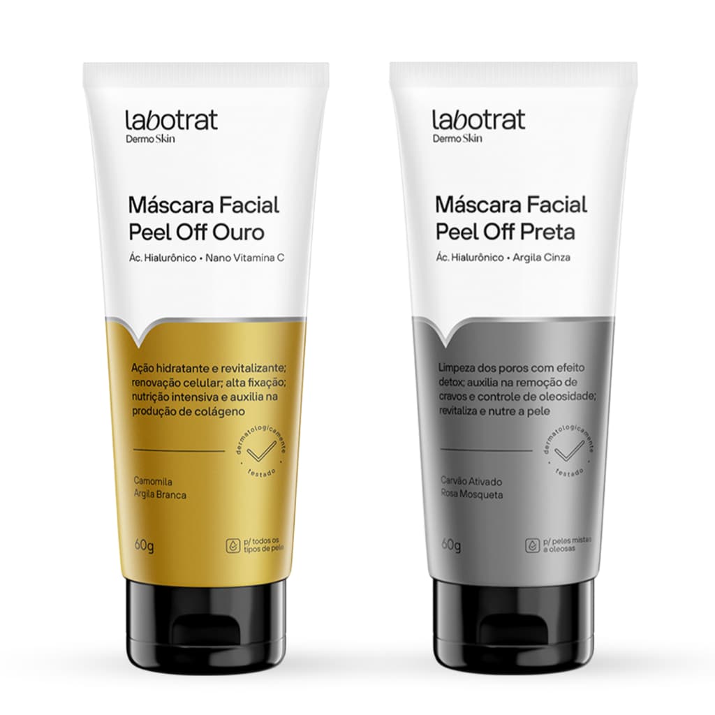 Máscara Facial Peel Off Ouro e Preta Labotrat 60g