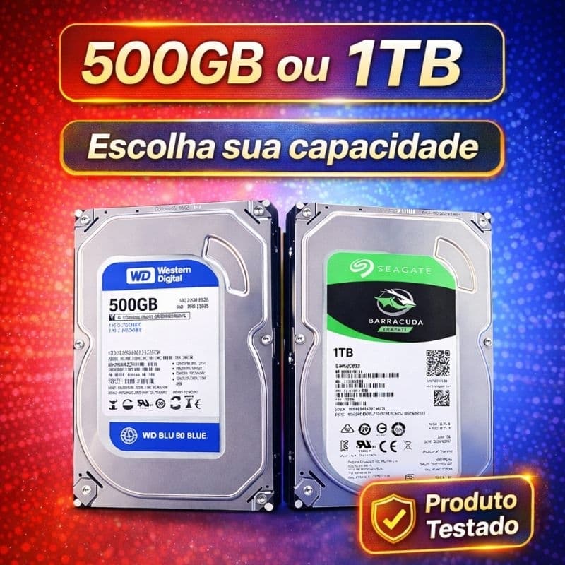 HD 500GB WD Blue ou 1TB Seagate Barracuda SATA 3.5 Desktop Testado