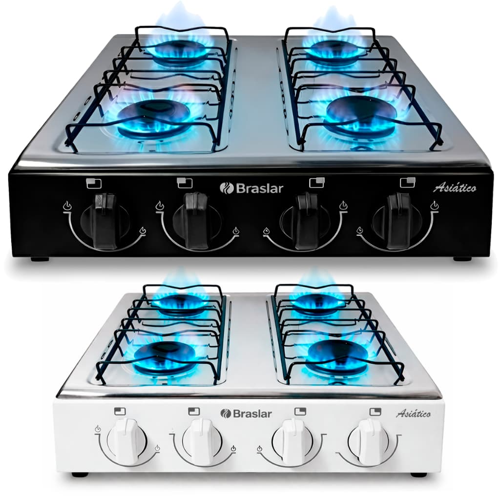 Fogão Cooktop De Mesa Portátil A Gás 4 Bocas Braslar