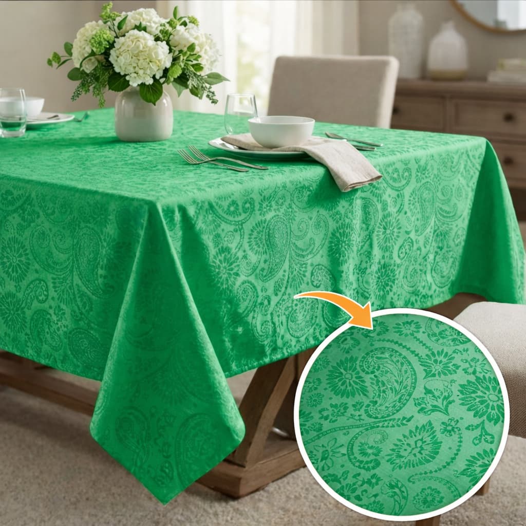 Toalha de Mesa Jacquard 4 e 6 Lugares Cores Decoração Cozinha Forro