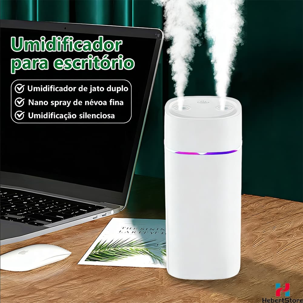 Umidificador de Ar Grande 12 Horas com 2 Saídas de Ar e Led 3 em 1 Multifuncional para Quarto