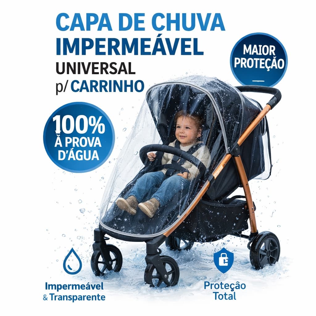 Capa Para Carrinho De Bebê Impermeavel Anti Poeira Capa De Chuva Compativel Qualquer Carrinho Full