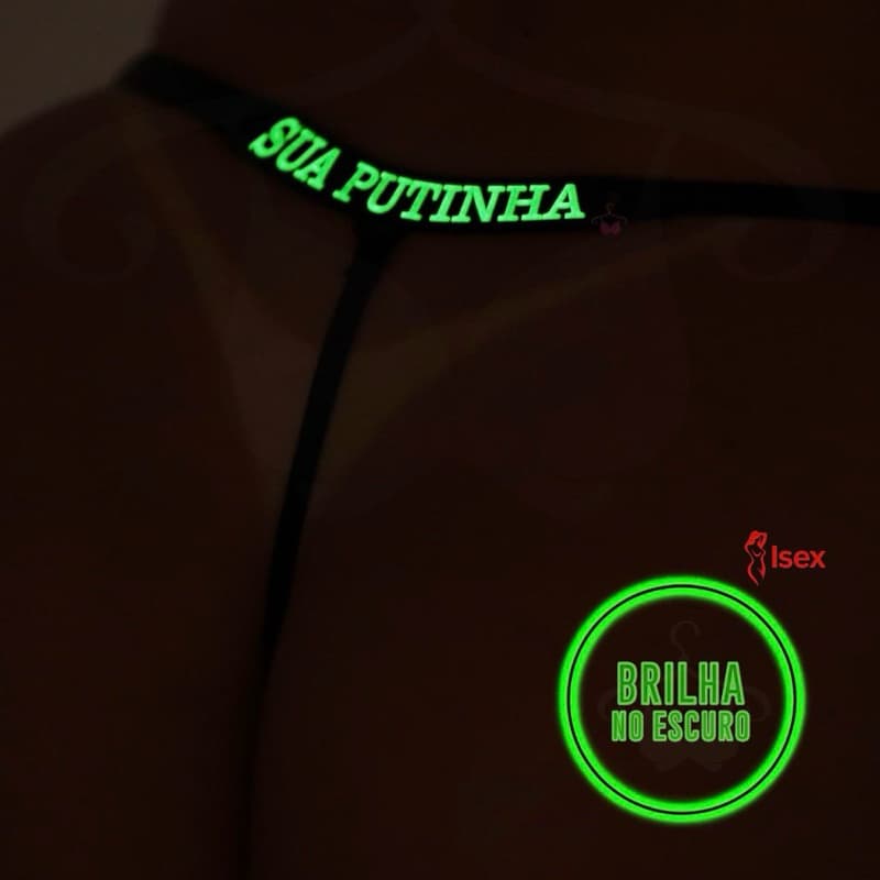 Calcinhas Fio Neon com Frase Que Brilha no Escuro Alça Ajustável Moda Íntima