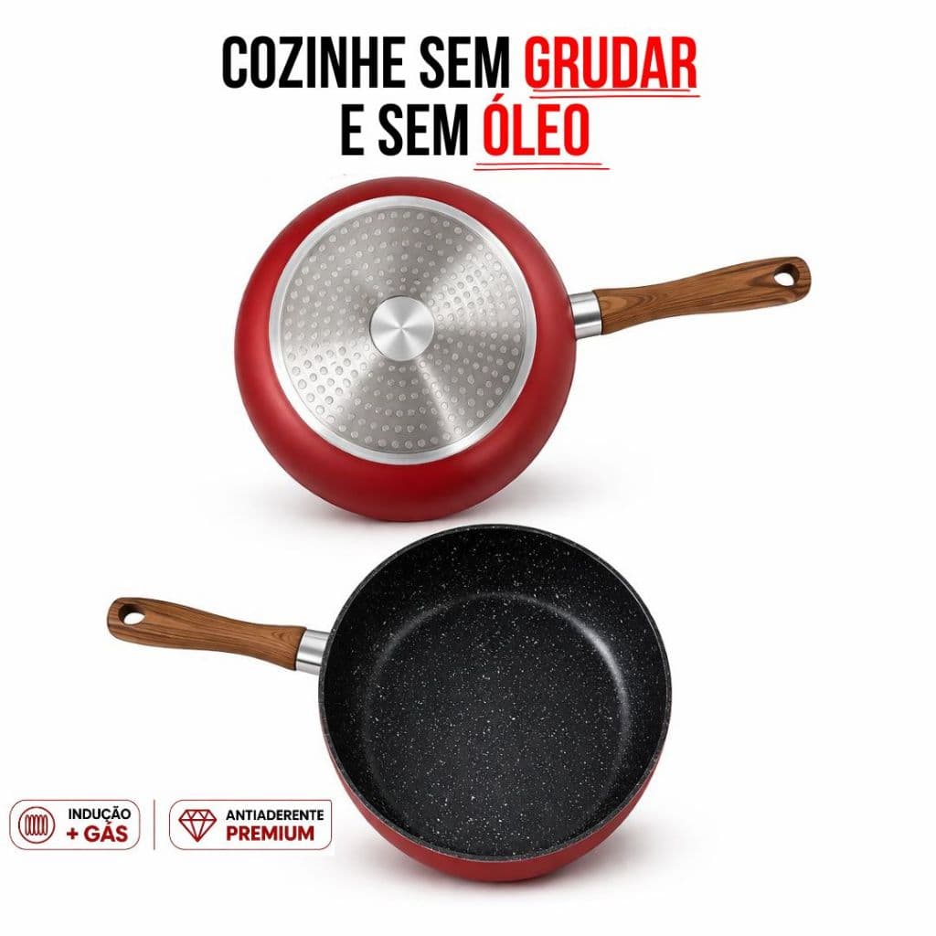 Panela Frigideira Antiaderente 26cm - Não Gruda Uso Diário Fácil de Limpar - Para todo tipo de fogão